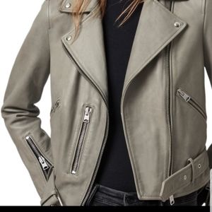 AllSaints grey leather Balfern biker